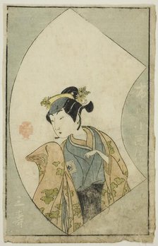 The Actor Ichikawa Kodanji II, from "A Picture Book of Stage Fans (Ehon butai ogi)", Japan, 1770. Creator: Shunsho.