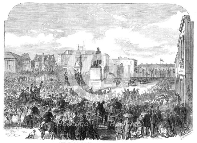 Inauguration of the Burke and Wills Monument at Melbourne, Australia, 1865. Creator: Unknown.