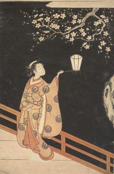 Woman Admiring Plum Blossoms at Night. Creator: Suzuki Harunobu.