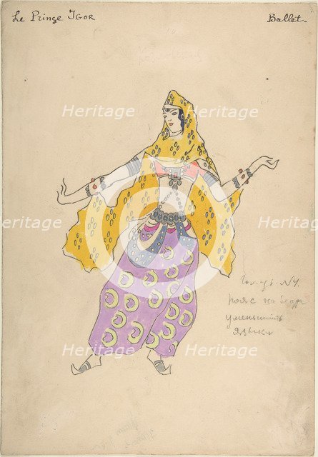 Polovtsian girl. Costume design for the opera Prince Igor by A. Borodin, 1909. Artist: Korovin, Konstantin Alexeyevich (1861-1939)