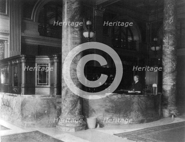 The new Willard Hotel, Washington, D.C. - registration counter, between 1890 and 1950. Creator: Frances Benjamin Johnston.
