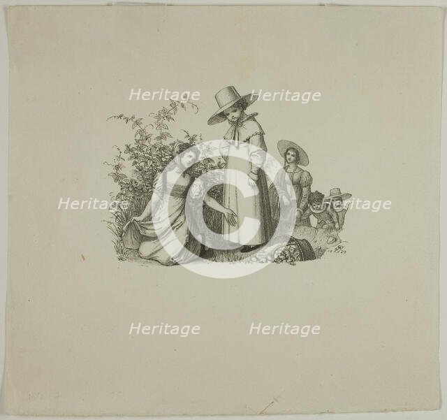 Family with Picnic Baskets, 1820. Creator: Ludwig Ferdinand Schnorr von Carolsfeld.