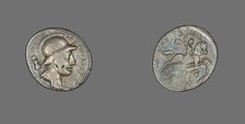 Denarius (Coin) Depicting the God Mars, 55 BCE. Creator: Unknown.