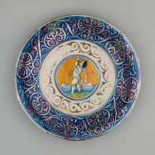 Plate with Cupid, Gubbio, 1530/40. Creators: Unknown, Giorgio Andreoli workshop.