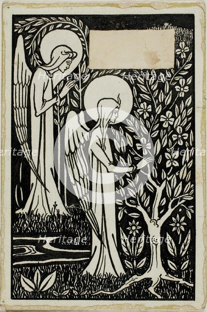 Decorative Study: Two Angels, 1892/98. Creator: Aubrey Beardsley.