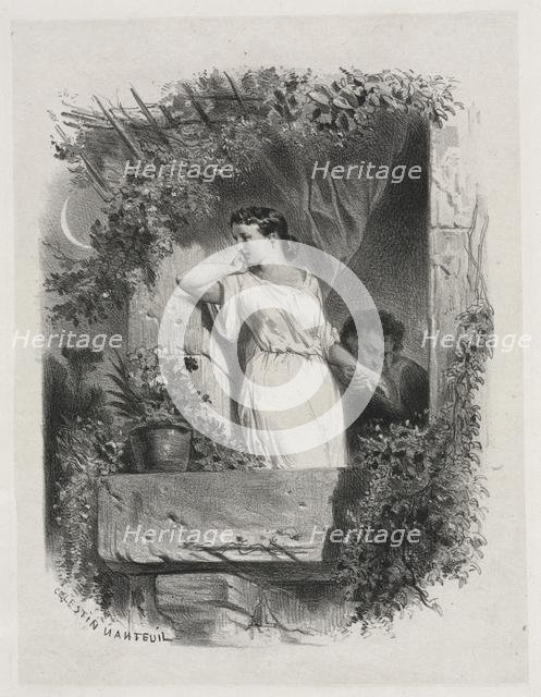 On the Balcony, 1842. Creator: Célestin François Nanteuil (French, 1813-1873).