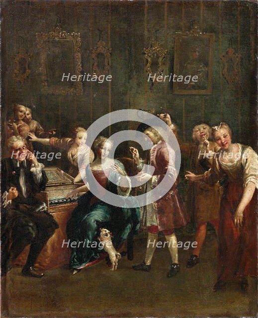 Singer at the Spinet with Admirers, 1730s. Creator: Crespi, Giuseppe Maria (1665-1747).