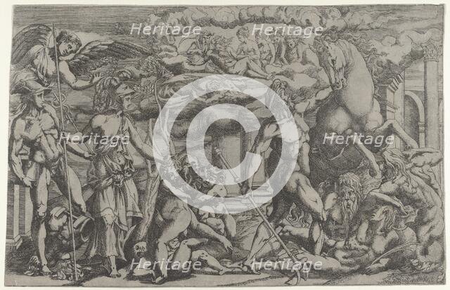 Contest Between Neptune and Athena, 1540-45. Creator: Antonio Fantuzzi.