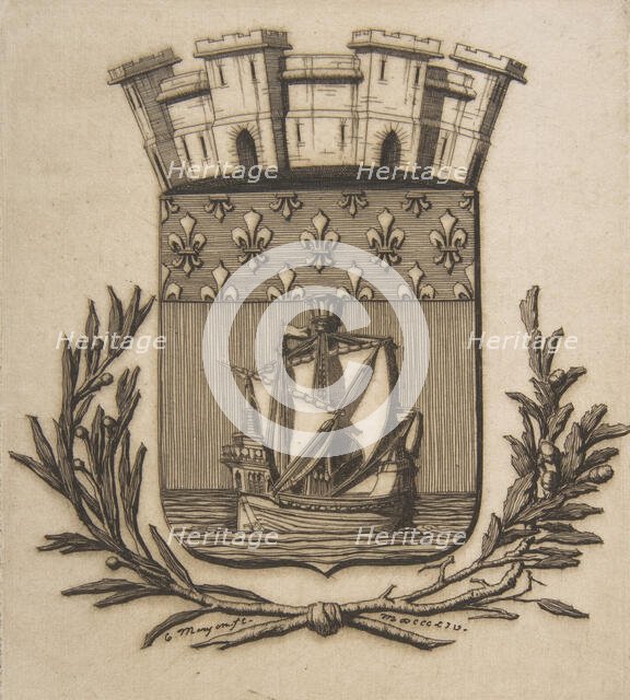 Coat-of-Arms Symbolizing the City of Paris, 1854. Creator: Charles Meryon.