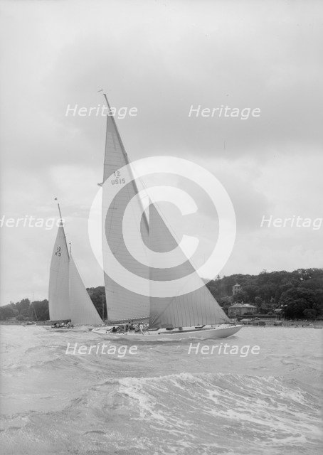 The 12 Metre racing yachts 'Vim' and 'Tomahawk', 1939. Creator: Kirk & Sons of Cowes.