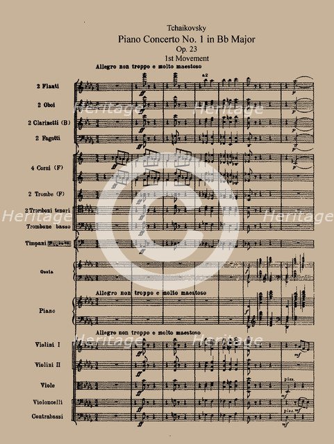 The Piano Concerto No. 1, Op. 23 by Pyotr Tchaikovsky, 1875.