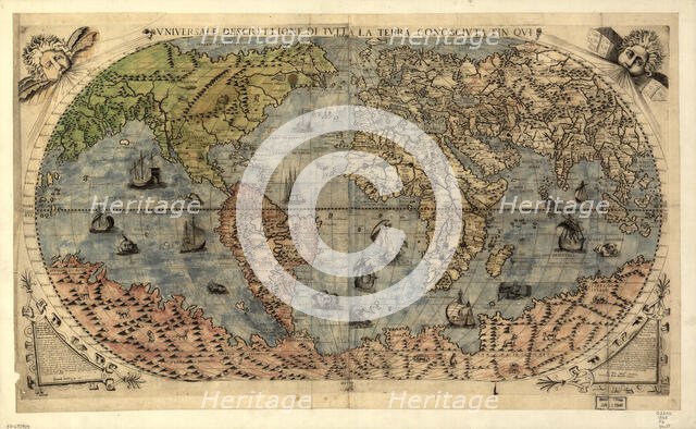 Vniversale descrittione di tvtta la terra conoscivta fin qvi, 1565. Creators: Paolo Forlani, Ferrando Bertelli.