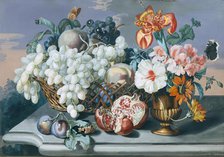 Flowers and fruits, 1843. Creator: Eduard Hirschler.