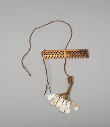 Balance-Beam Scale with Geometric Cut-out Motifs and String holding Shell Pendants, A.D. 500/800. Creator: Unknown.