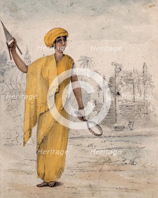 An Indian woman, about to be burned on her dead husband's funeral pyre, 1814. Creator: Susanna Wales.