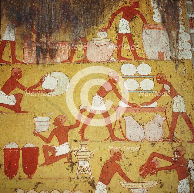 Bread making. From the tomb of Kenamun, Sheikh Abd el-Qurna, 1550-1295 BC. Creator: Ancient Egypt.