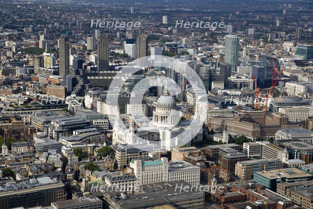 Aerial view of St Paul's Cathedral  and the City of London, 2006. Artist: Historic England Staff Photographer.