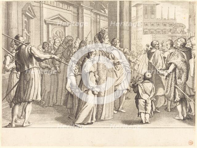 Grand Duchess at the Procession of the Young Girls, c. 1614. Creator: Jacques Callot.