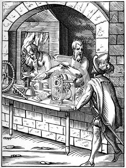 Clockmaker, 16th century (1849).Artist: Jost Amman