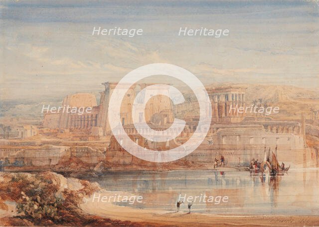 Philae: A View of the Temples from the South, 1839. Creator: David Roberts.