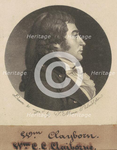 William Charles Cole Claiborne, 1798. Creator: Charles Balthazar Julien Févret de Saint-Mémin.