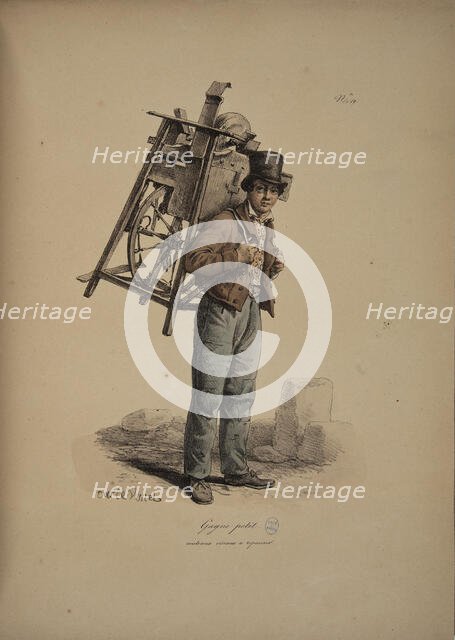 Grinder. From the Series "Cris de Paris" (The Cries of Paris), 1815. Creator: Vernet, Carle (1758-1836).