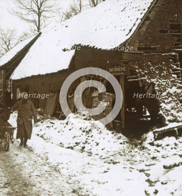 Veterinary station for horses, Calonne, northern France, c1914-c1918. Artist: Unknown.