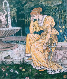 The Princess meets the Frog by the Fountain - Illustration for 'The Frog Prince', c1874. Creator: Walter Crane.