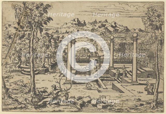 Landscape with Diana Resting, 1526-50. Creator: Leon Davent.