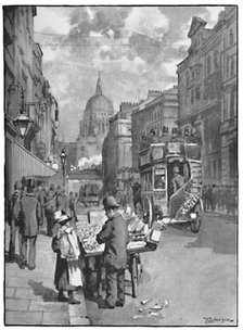 'Fleet Street, Showing St. Paul's', 1891. Artist: William Luker.