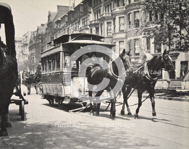 Horse-drawn tram, USA, early 1900s. Artist: Unknown