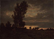 Landscape with a Plowman, 1860s. Artist: Rousseau, Théodore (1812-1867)