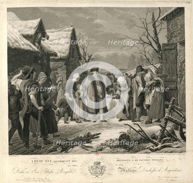 Louis XVI Distributing Alms to the Poor Peasants in the Winter of 1788 , c. 1817. Creator: Adam, Pierre Michel (1799-1853).