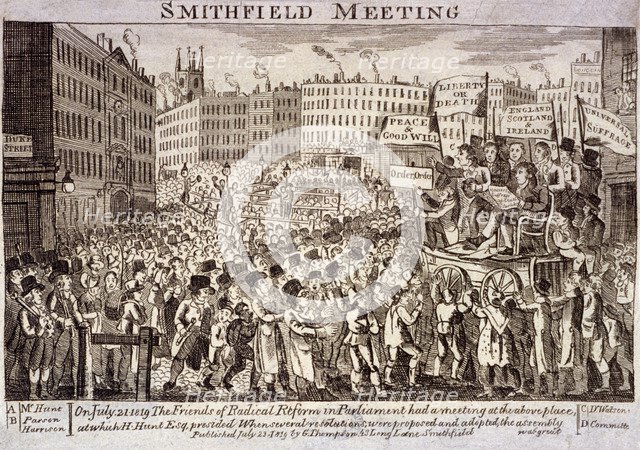 Political meeting at Smithfield, London, 1819. Artist: Anon