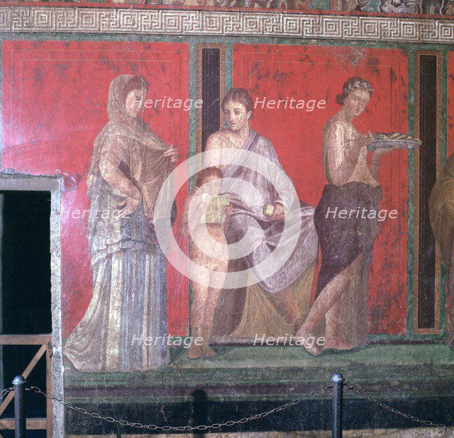 Wall-paintings from the Villa of the Mysteries, Pompeii, 1st century. Creator: Unknown.