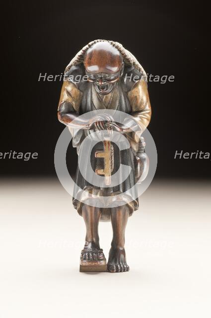 Drunken Buddhist Priest holding Broken Geta (image 1 of 2), Early to mid-19th century. Creator: Unknown.