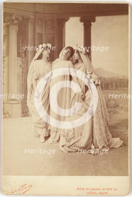 Sarah Bernhardt as Phedre in Racine's 'Phaedra', negative about 1874; print and mount 1880s. Creator: Nadar.