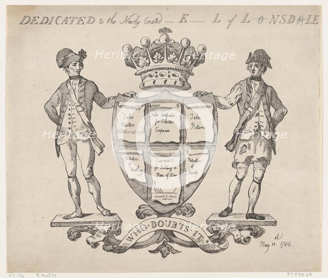 Dedicated to the Newly Created E-l of L-nsd-le, May 11, 1784., May 11, 1784. Creator: Thomas Rowlandson.