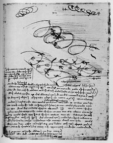 'Studies of Birds in Flight When Rising and Circling', 1928. Artist: Leonardo da Vinci.