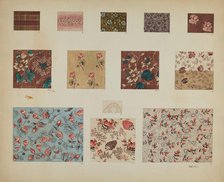 Textiles in Patchwork Quilt, c. 1937. Creator: Charlotte Winter.