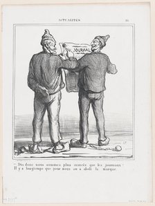 Dis donc, nous sommes plus avancés que les journaux!, 1870.  Creator: Honore Daumier.