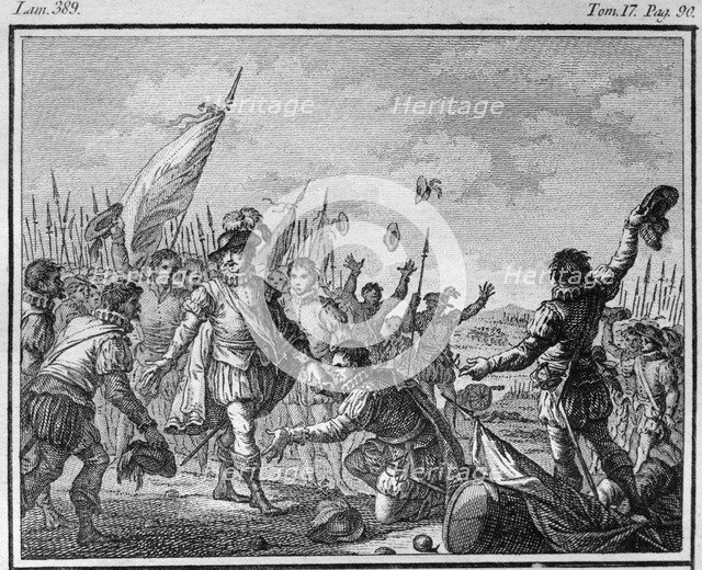 Defeat of the Arabs in Ourique, 1139, Alphonse I Enriquez (1110-1168) is proclaimed King of Portu…