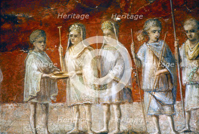 Children in religious procession, Roman wall painting from Ostia, c2nd-3rd century. Artist: Unknown.