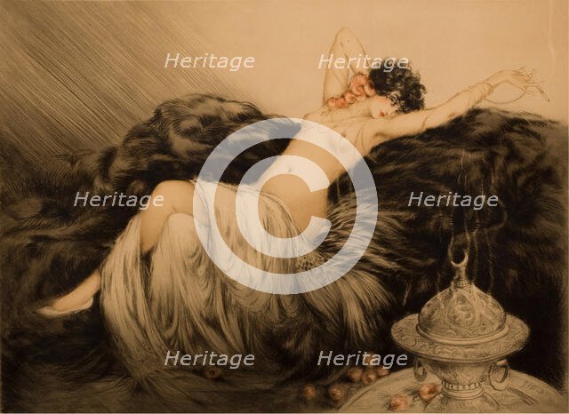 Nude with Black Fur. Creator: Icart, Louis Justin Laurent (1888-1950).