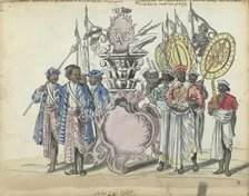 Sinhalese soldiers in the service of the VOC and envoys of the King of Kandy, 1785. Creator: Jan Brandes.