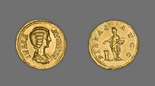Aureus (Coin) Portraying Empress Julia Domna, 196-211, issued by Septimius. Creator: Unknown.