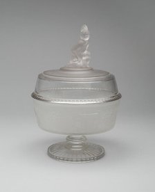 Westward Ho!/Pioneer pattern covered footed compote, c. 1876. Creator: Gillinder & Sons.