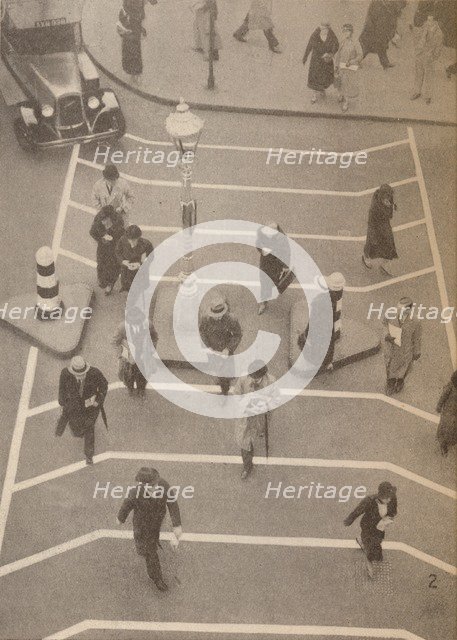 'A Safety Lane opposite Charing Cross Station', c1934, (1935). Artist: Unknown.