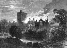 Fire at Greystoke Castle, Cumberland, 1868. Creator: Unknown.