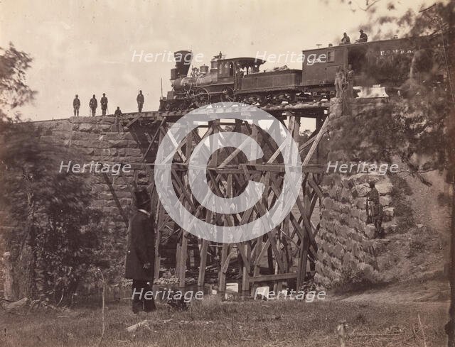 Bridge on Orange and Alexandria Rail Road, as Repaired by Army Engineers under Colonel Her..., 1865. Creator: Andrew Joseph Russell.